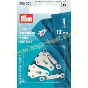 Prym 265225 op kaart broek- en rokhaken met staafjes ST 12mm zilverkleurig