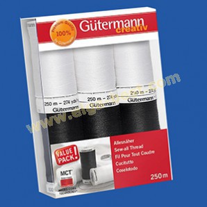 Gütermann naaigaren set zwart wit