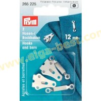 Prym 265225 on card trouser- and skirt hooks with pins ST 12mm silver coloured