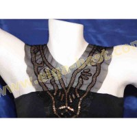 Luxury collar nylon lace bronze sequins