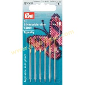 Prym 125549 Embroidery needles without point and with goldcoloured eye no. 16