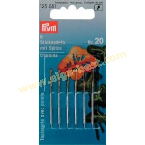 Prym 125551 Embroidery needles with point and goldcoloured eye no. 20
