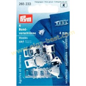 Prym 265233 on card skirt- and trouser hooks ST 4mm silver coloured