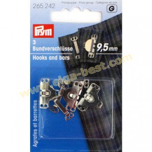 Prym 265242 on card trouser- and skirt hooks with pins MS 9,5mm silver coloured