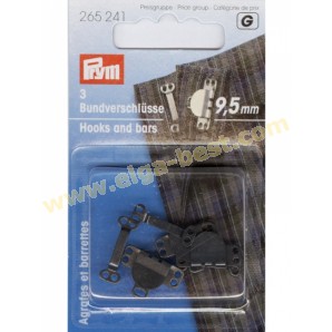 Prym 265241 auf karte hosen- und rockhaken mit stäbchen MS 9,5mm schwarz