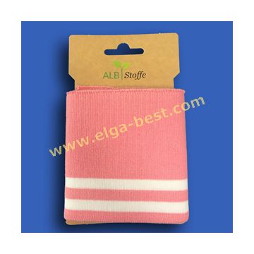 Cuffs Boord streep 10cm 10m  rose/wit