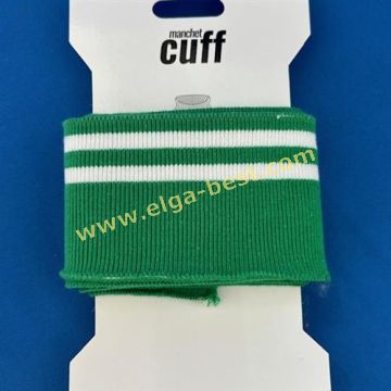 Cuffs Boordje 135x7cm - 1-G groen/wit