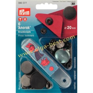 390377 Drukknoop naaivrij anorak MS vlak mat 20mm 5x6 brons