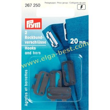 Prym 267250 on card skirt hooks ST 20mm black