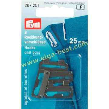Prym 267251 on card skirt hooks ST 25mm black