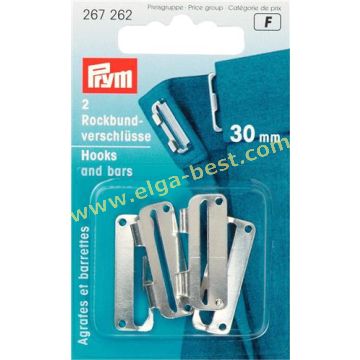 Prym 267262 on card skirt hooks ST 30mm silver coloured
