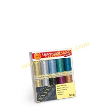 734007 sewing yarnset Metallic effect W331 10x50m assortie