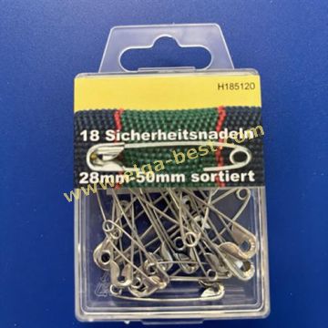 H185120 Veiligheidspelden assorti 18st 5x nikkel