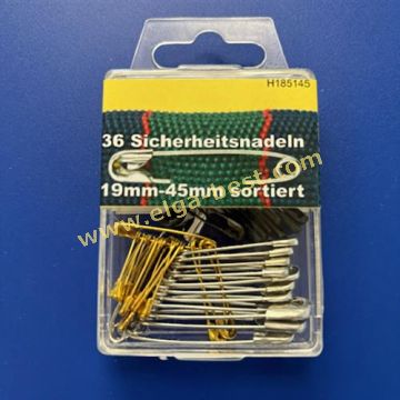 H185145 Veiligheidsspelden 36st assorti nkl./goud/zwart 5x