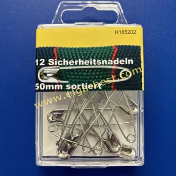 H185202 Veiligheidsspelden 50mm 12st nikkel 5x