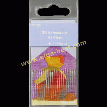 H221302 Naainaalden staal half lang nr.7 30mm 5x20st