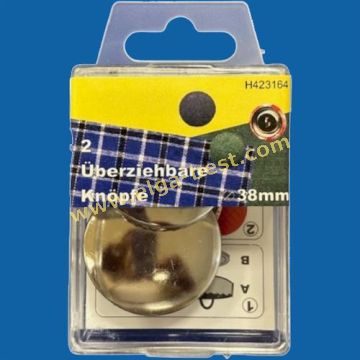 H423164 Stofknopen 38mm 2st zilver 5x