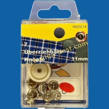 H423214 Stofknopen 11mm 7st zilver 5x