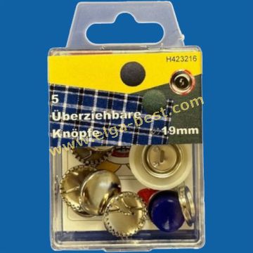 H423216 Stofknopen 19mm 5st zilver 5x