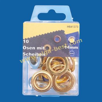 H641373 Ogen+ringen rvs 14mm 5x10 goud