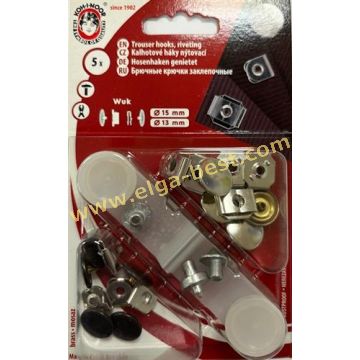 3A WUK Reusable Trouser Hooks 13-15mm Black Nickel 10x5pcs