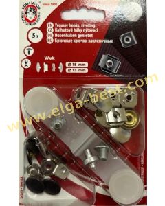 3A WUK Vernietbare broekhaken 13-15mm zwart-nikkel 10x5st